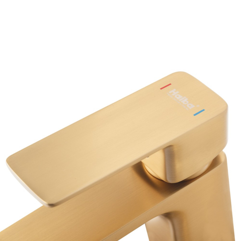 Смеситель для умывальника Haiba Kubus 001 BRUSHED GOLD (HB9622)