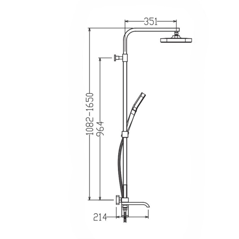 Душова колона зі змішувачем Koer KB-56037-07 3 функції (Колір графіт) (KR6002)