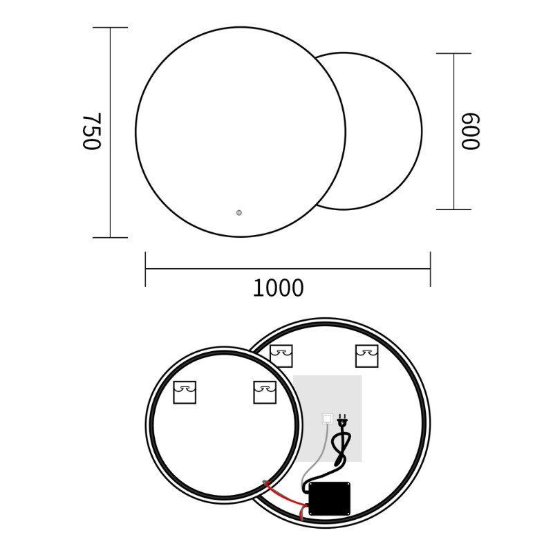 Зеркало Mixxus Premium TOPPER MC01-100x75 с Led Touch, Anti-fog, димером (3-6,5kK) (MP6631)