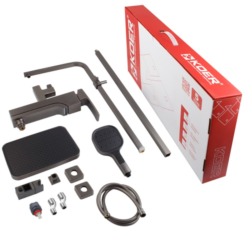 Душова колона зі змішувачем Koer KB-56037-07 3 функції (Колір графіт) (KR6002)