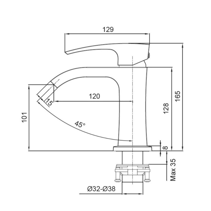 Смеситель для умывальника Koer KB-12007-05 (Цвет черный) (KR3443)