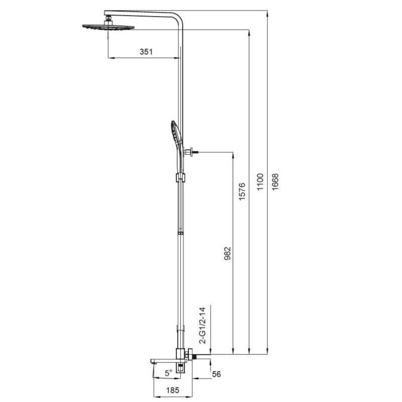 Душевая колонна со смесителем Koer KB-56009-01 (Цвет хром) (KR3506)