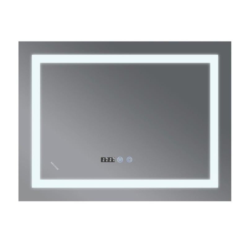 Дзеркало Mixxus WARM MR02-120x80 з Led Touch, Anti-fog, димером, регулятором яскравості, годинником (MI6001)