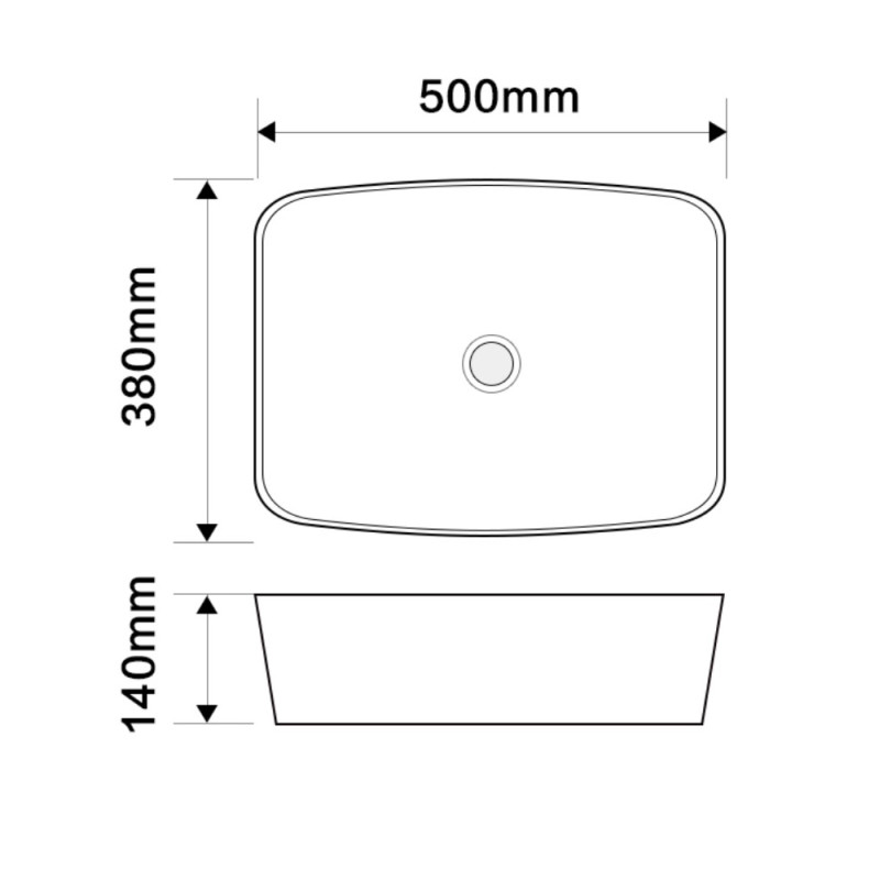 Раковина накладная Mixxus Premium DIVERSE-0109 EDGE GOLD 500х380х140mm (MP6548)