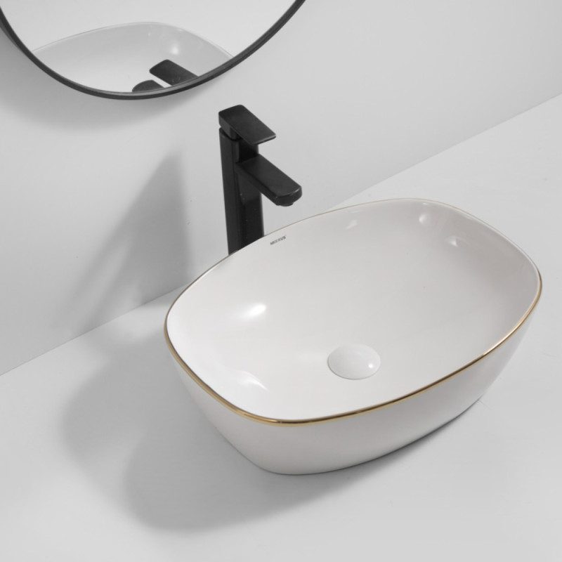 Раковина накладная Mixxus Premium DIVERSE-0109 EDGE GOLD 500х380х140mm (MP6548)