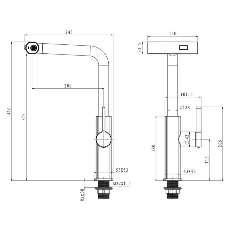 Смеситель для кухни с выдвижным изливом Mixxus Premium HAMMER 014 GRAPHITE (MI6955)