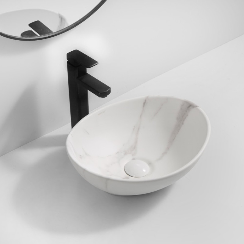 Раковина накладная MIXXUS PREMIUM ELLIPSE-0108 MARBLE 400х330х145mm (MP6526)