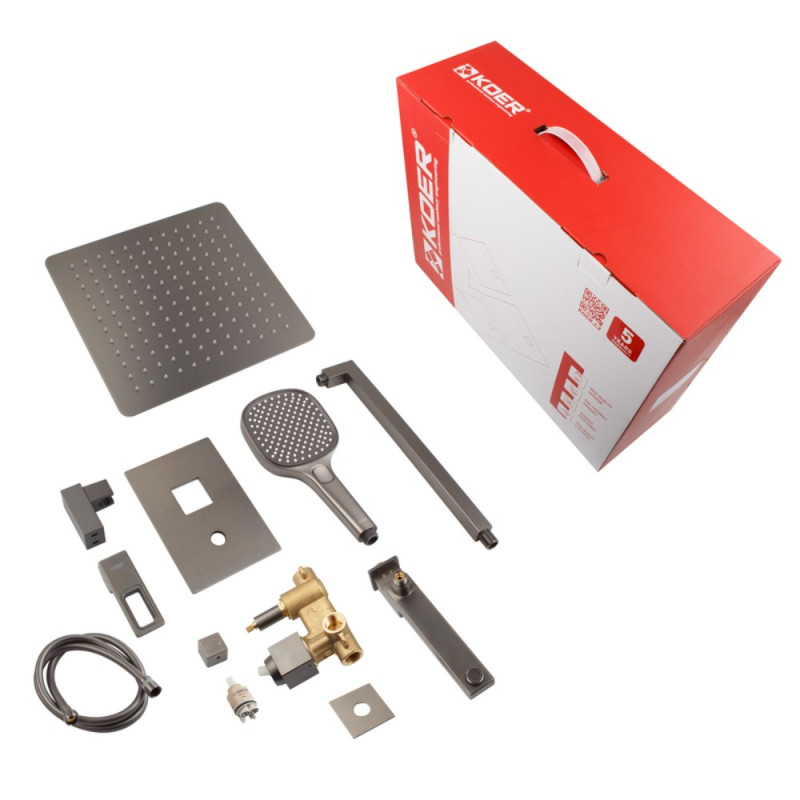 Душевая система встраиваемая Koer KB-66009-07 3 функции (Цвет графит) (KR5991)
