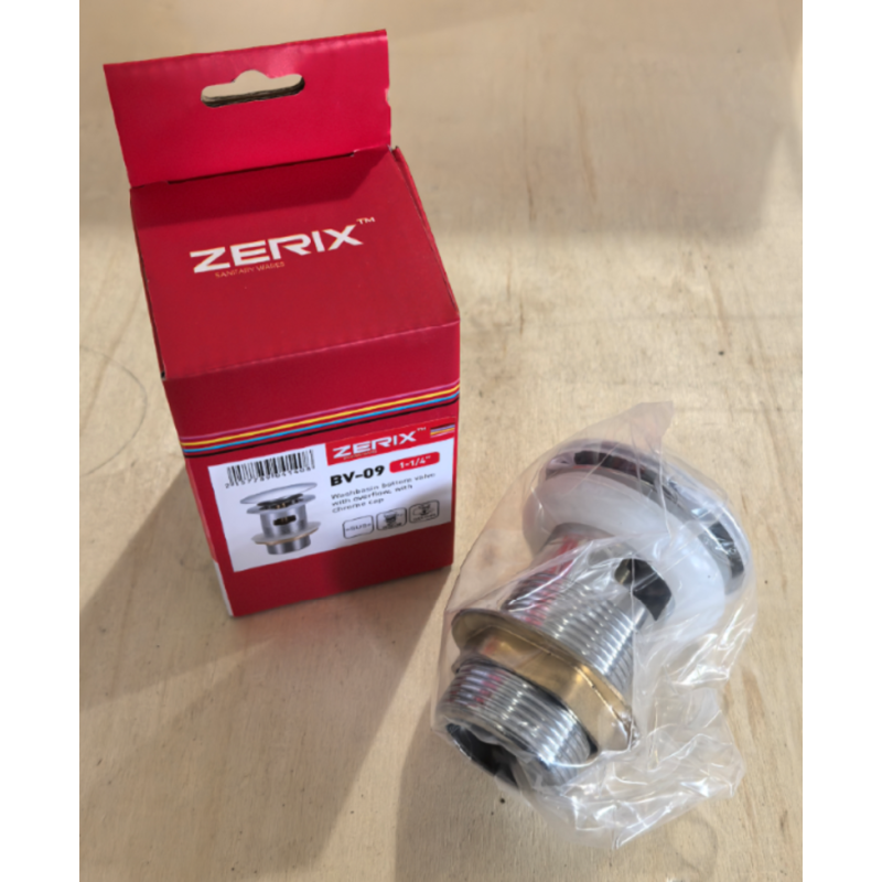 Донний клапан для раковини з переливом Zerix BV-09 1 1/4" автоматичний Click-Clack (Колір хром) (MY0414)