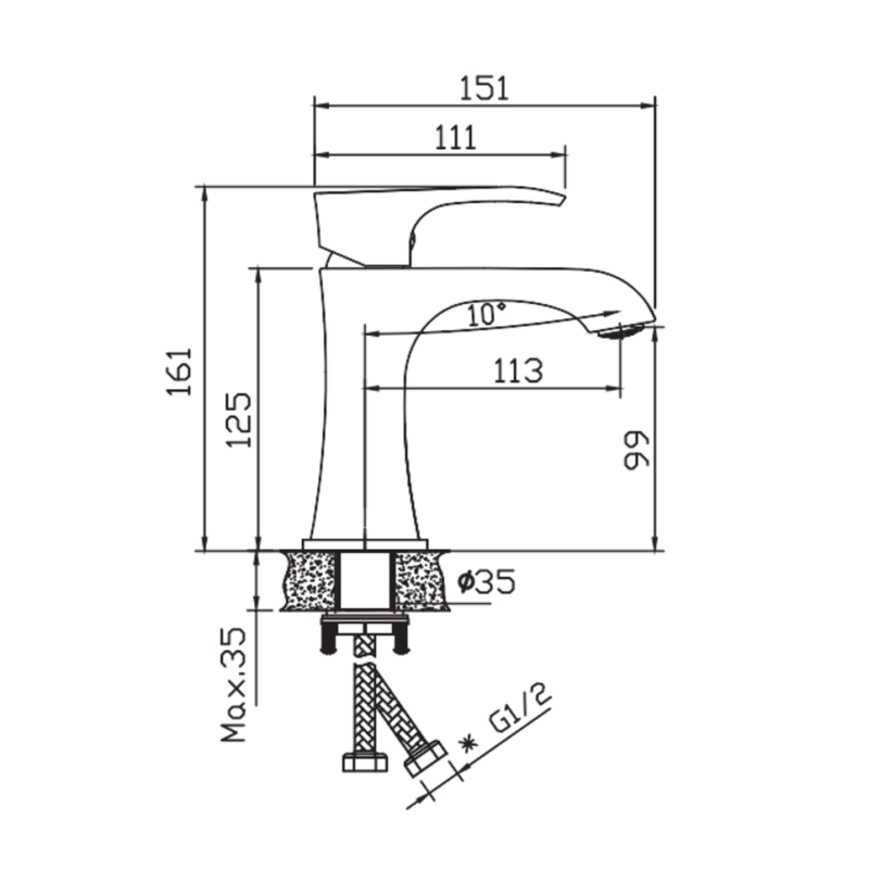 Смеситель для умывальника Haiba Monaco 001 Nut (HB9651)