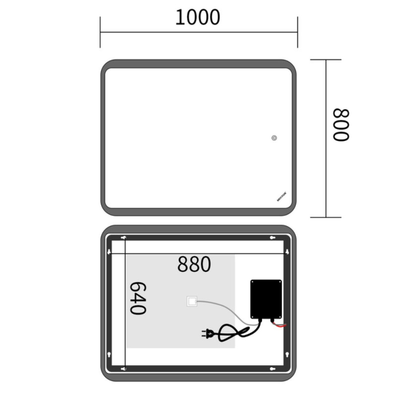 Зеркало Mixxus Premium OLIVARY MR19-100x80-Reverse с Led Touch, Anti-fog, димером (3-6,5kK) (MP6629)