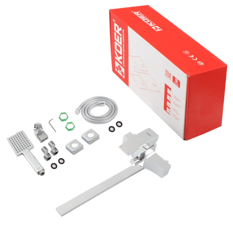 Смеситель для ванны с длинным изливом Koer KB-42007-01 (Цвет хром) (KR3456)