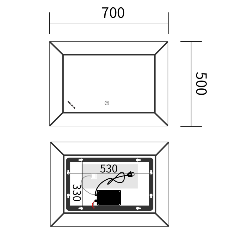 Зеркало Mixxus Premium CUBIC MR14-70x50-Reverse с Led Touch, Anti-fog, димером, регулятором яркости (MP6647)