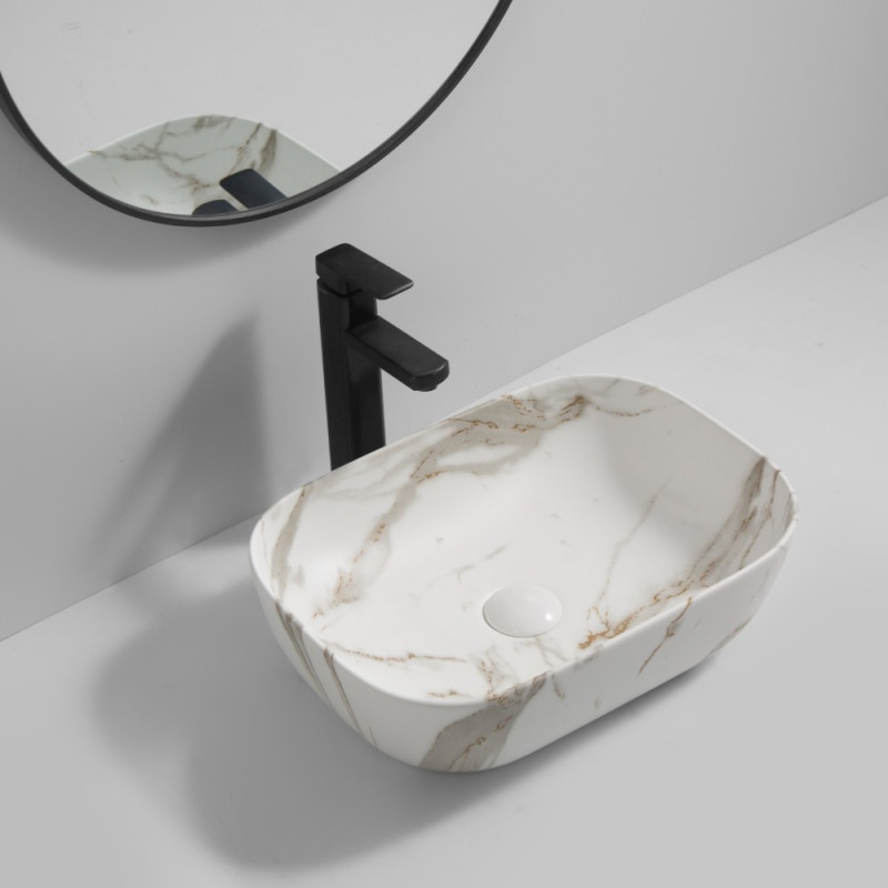 Раковина накладная MIXXUS PREMIUM DIVERSE-0114 MARBLE 455х325х135mm (MP6545)