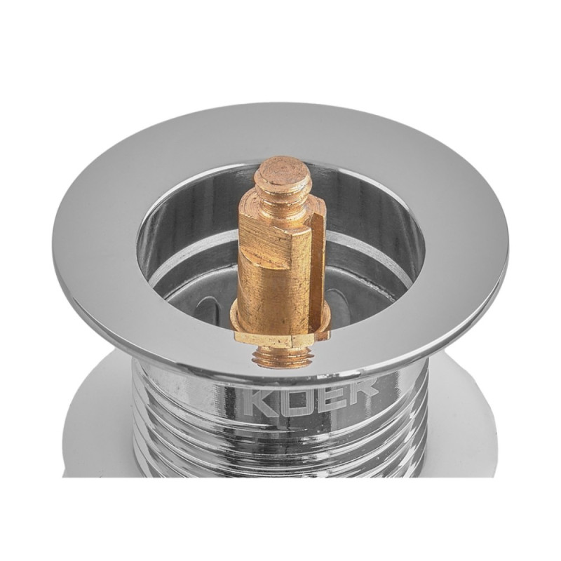 Донный клапан для раковины Koer PW-10-01 1 1/4'' без перелива автоматический СLICK-СLACK (Цвет хром) (KR5797)
