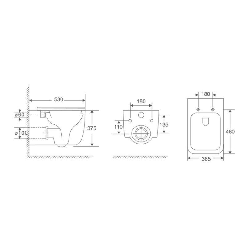 Унитаз подвесной Mixxus Premium Diverse-0301-T1 530x365x373mm, система смыва Tornado 1.0 (MP6477)