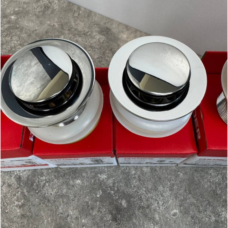 Донный клапан для раковины Koer PW-10-01 1 1/4'' без перелива автоматический СLICK-СLACK (Цвет хром) (KR5797)