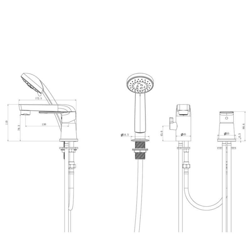 Смеситель для ванны Haiba Alex 022 (3-HOLE) (HB3945)