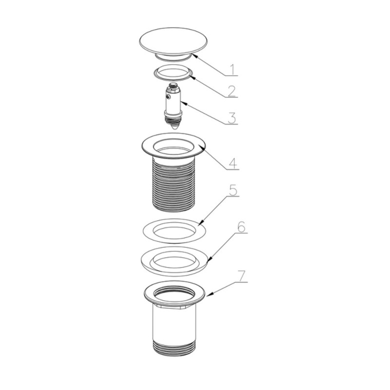 Донный клапан для раковины Koer PW-08-01 1 1/4'' без перелива автоматический СLICK-СLACK (Цвет хром) (KR5786)