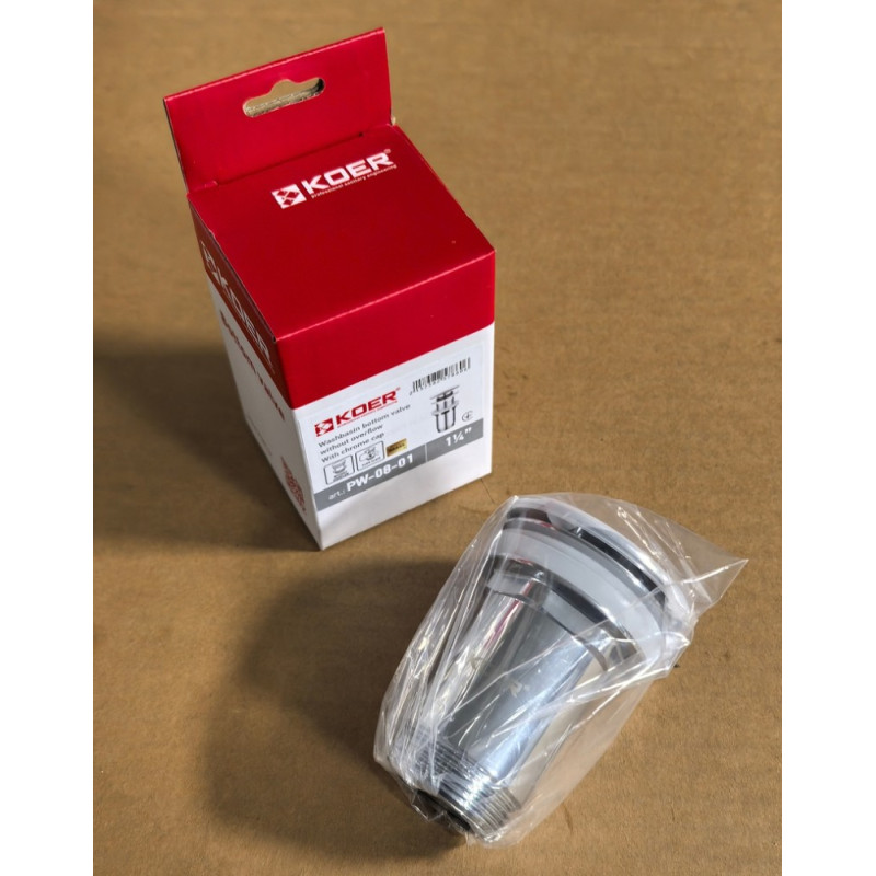 Донный клапан для раковины Koer PW-08-01 1 1/4'' без перелива автоматический СLICK-СLACK (Цвет хром) (KR5786)