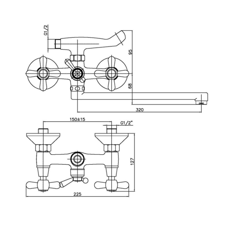 Смеситель для ванны Haiba Dominox 143 (HB0070)