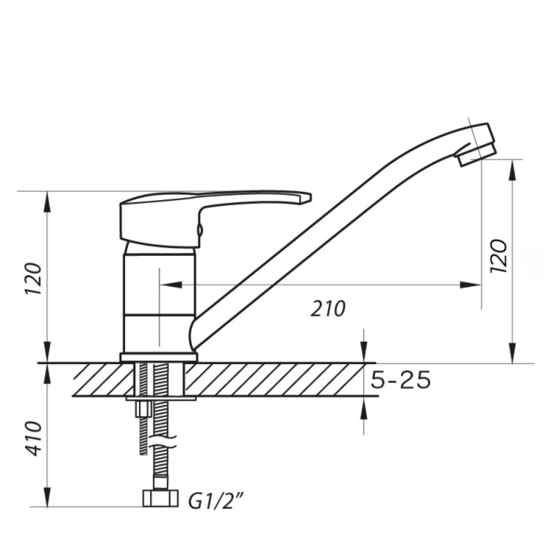 Смеситель для кухни Zerix PED-A 182 (ZX0060)