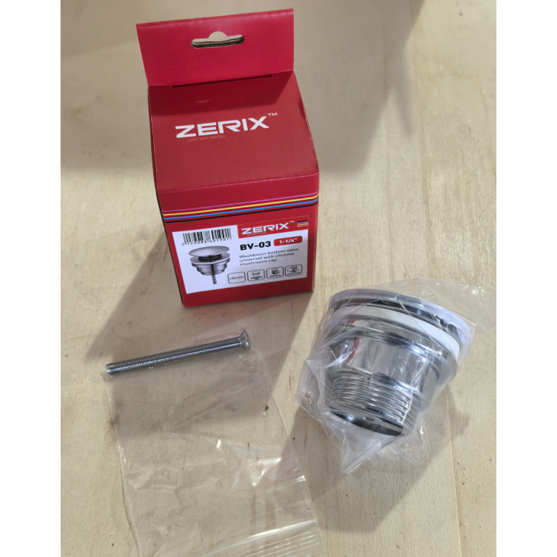 Донний клапан для раковини Zerix BV-03 1 1/4''  універсальний (з/без перел) СLICK-СLACK (Колір хром) (ZX6019)