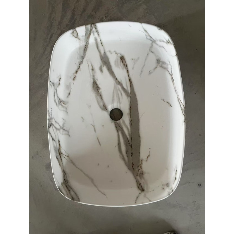 Раковина накладная Mixxus Premium BEVEL-0102 MARBLE 495х370х135mm (MP6519)