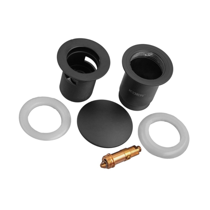 Донный клапан для раковины Koer PW-07-05 1 1/4'' с переливом автоматический СLICK-СLACK (Цвет черный) (KR5785)