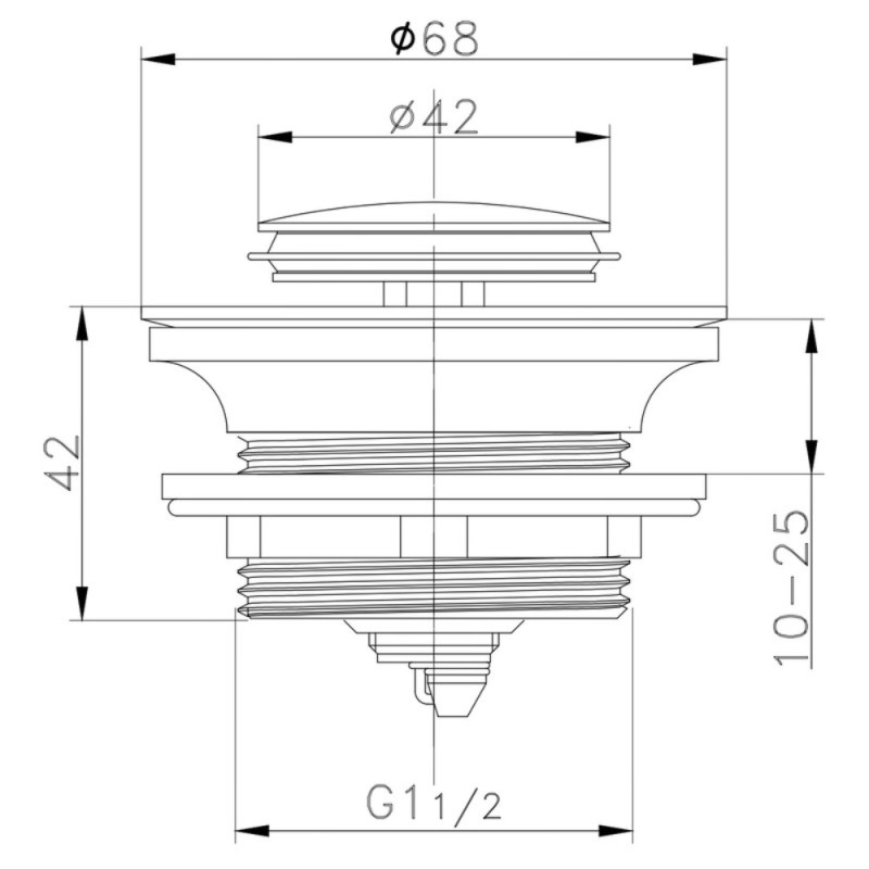 Донный клапан для ванны Zerix BV-07 1 1/2'' автоматический СLICK-СLACK (Цвет хром) (ZX6024)