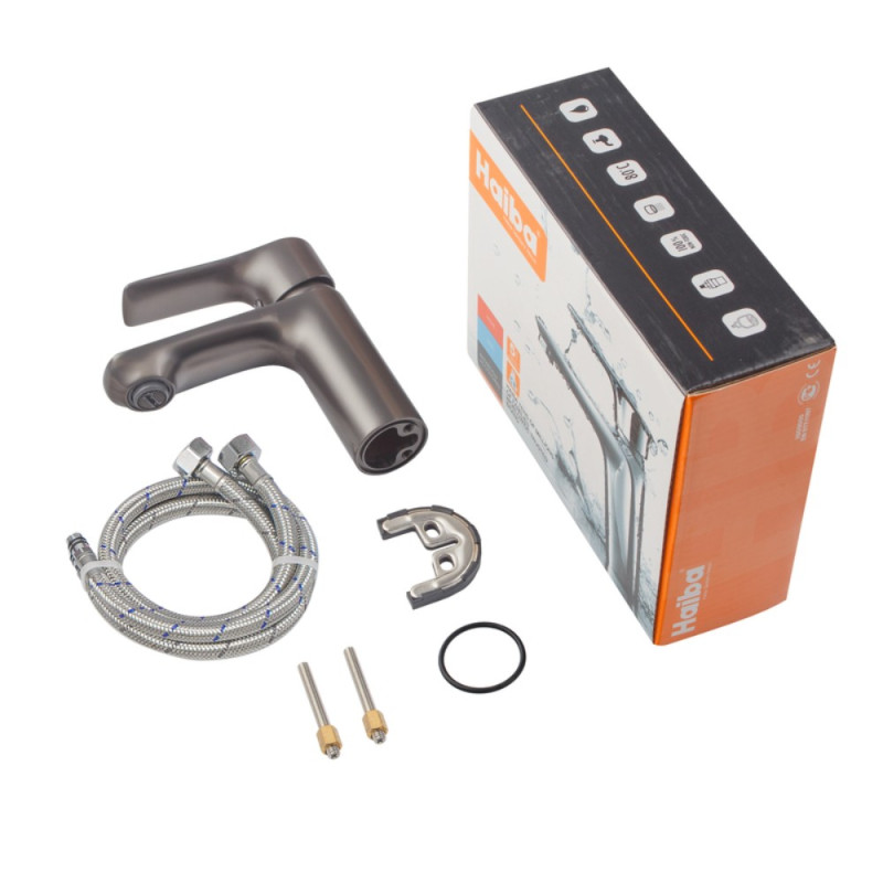 Смеситель для умывальника Haiba Milano 001 Graphite (HB4033)