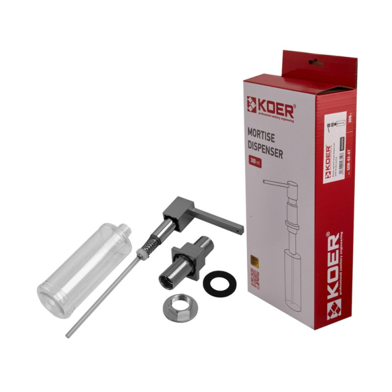 Дозатор для моющего средства врезной Koer SDB-02-07 300 мл (цвет графит) (KR5631)
