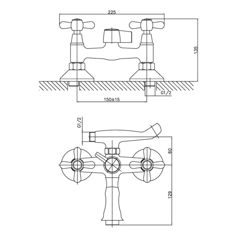 Смеситель для ванны Haiba Dominox 142 (HB0905)