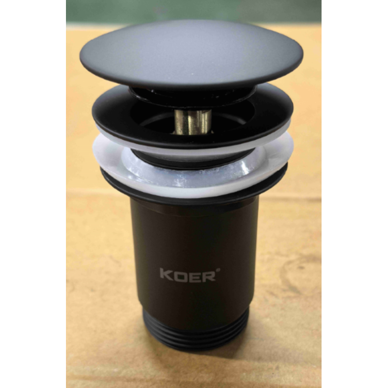 Донный клапан для раковины Koer PW-07-05 1 1/4'' с переливом автоматический СLICK-СLACK (Цвет черный) (KR5785)