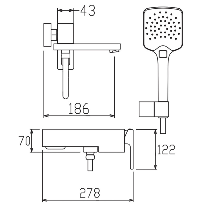 Змішувач для ванни з коротким виливом Koer KB-41039-01 (Колір хром) (KR5996)