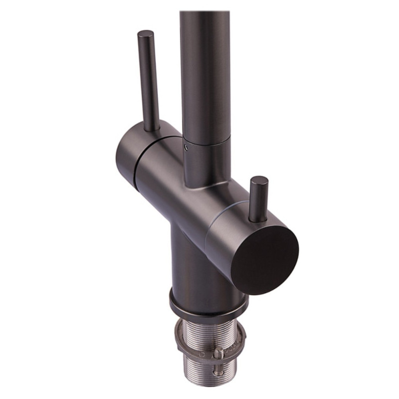 Смеситель для кухни с гибким изливом на две воды Zerix KIT-021 Graphite REFL.Black из нерж. стали (ZX5559)