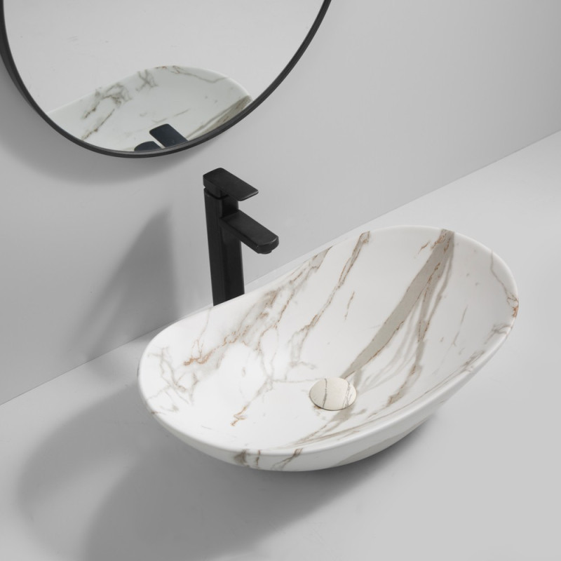 Раковина накладная MIXXUS PREMIUM WAVE-0105 MARBLE 620х360х160mm (MP6559)