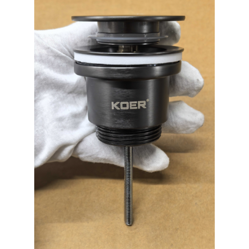 Донный клапан для раковины Koer PW-11-07 1 1/4'' универсальный (с/без перл) СLICK-СLACK (Цвет графит) (KR5793)