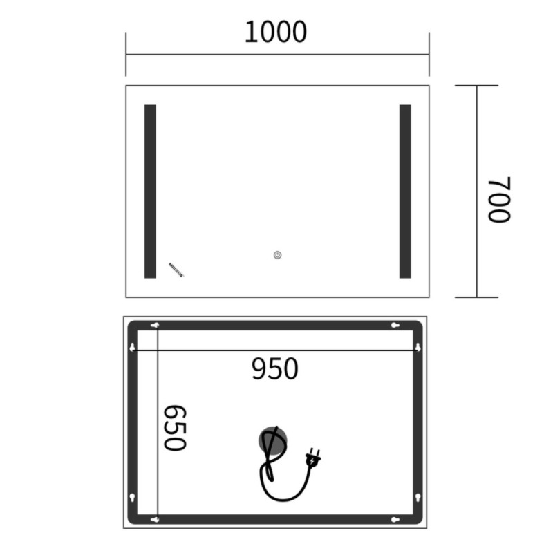 Зеркало Mixxus Premium LINES MR18-100x70-Reverse с Led Touch, Anti-fog, димером, регулятором яркости (MP6627)