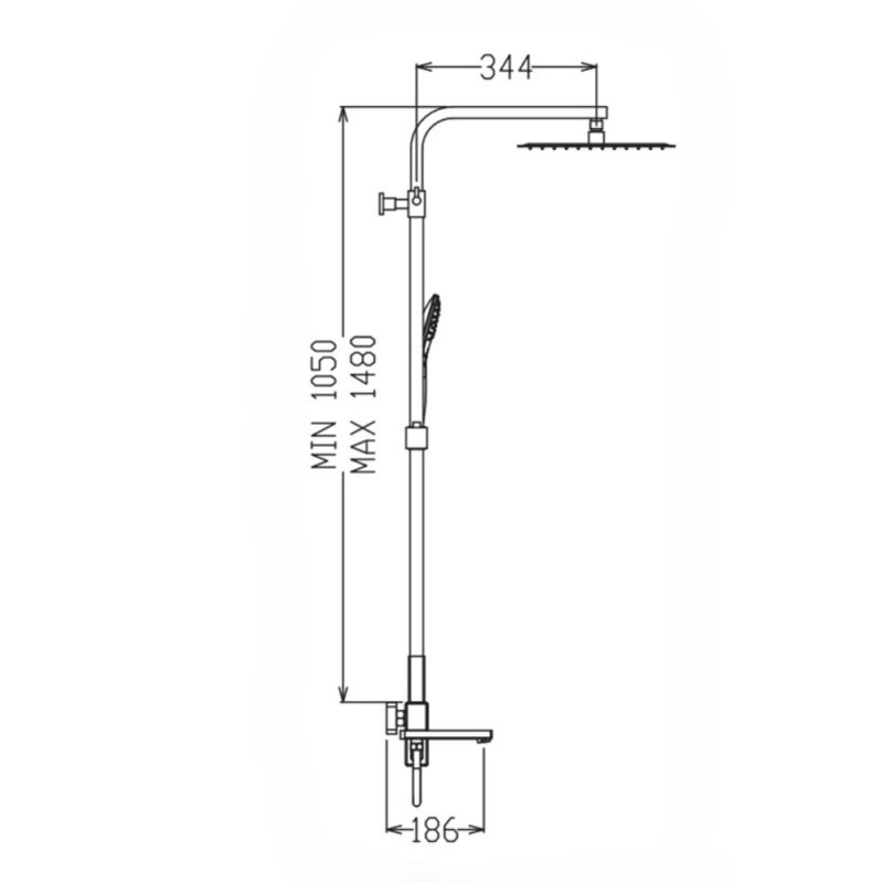 Душова колона зі змішувачем Koer KB-56009-12 3 функціі (Колір матове золото) (KR5989)