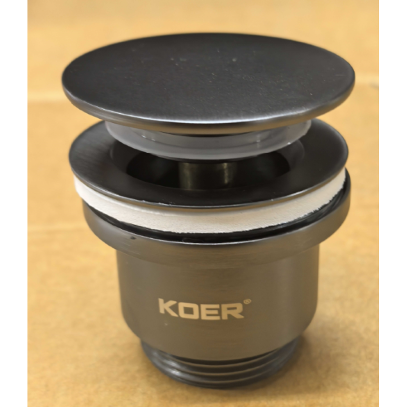 Донный клапан для раковины Koer PW-11-07 1 1/4'' универсальный (с/без перл) СLICK-СLACK (Цвет графит) (KR5793)
