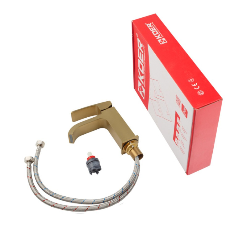Змішувач для умивальника Koer KB-10037-12 (Колір матове золото) (KR6000)