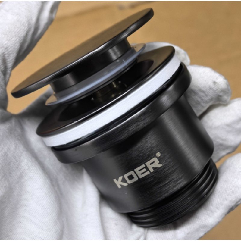 Донный клапан для раковины Koer PW-11-07 1 1/4'' универсальный (с/без перл) СLICK-СLACK (Цвет графит) (KR5793)