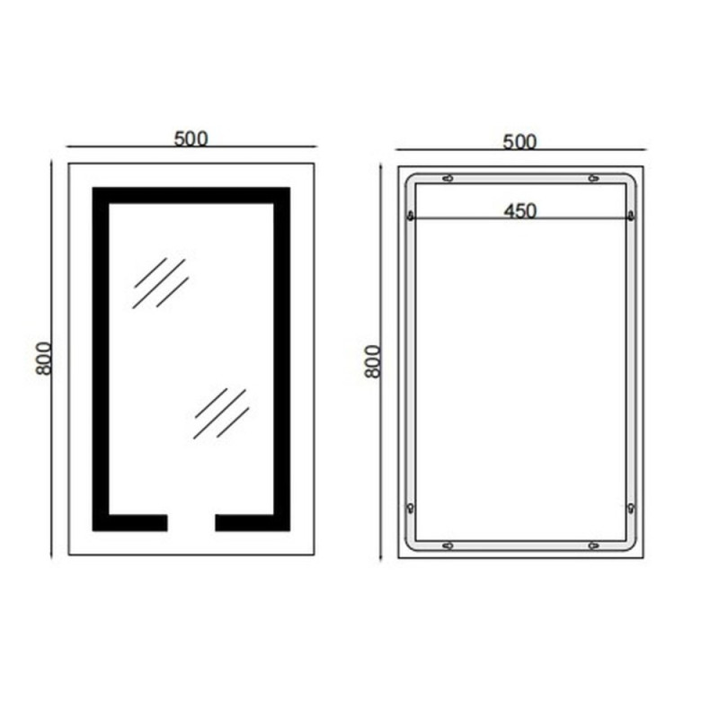 Зеркало Mixxus HARD MR06-50x80 с Led Touch, Anti-fog, димером, регулятором яркости, часами (MI6011)