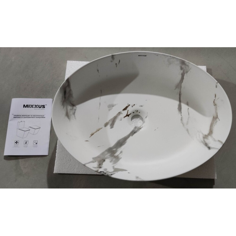 Раковина накладная MIXXUS PREMIUM ELLIPSE-0104 MARBLE 550х415х140mm (MP6554)