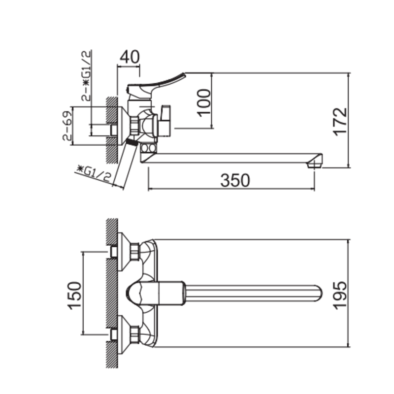 Змішувач для ванни HAIBA BOLERO 006 EURO (HB9577)
