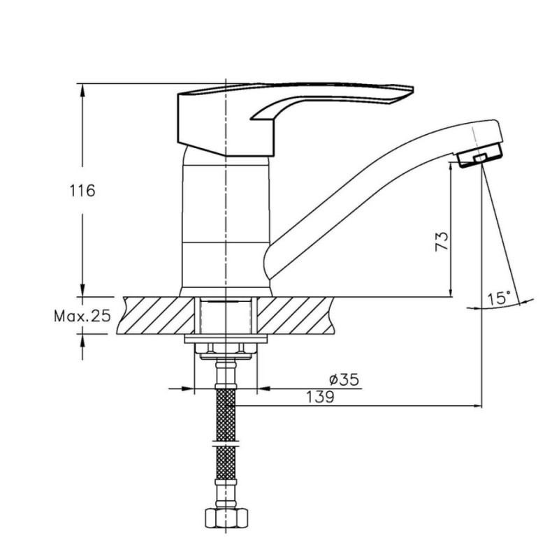 Смеситель для умывальника Haiba Hansberg 555 (15 см) (HB0215)
