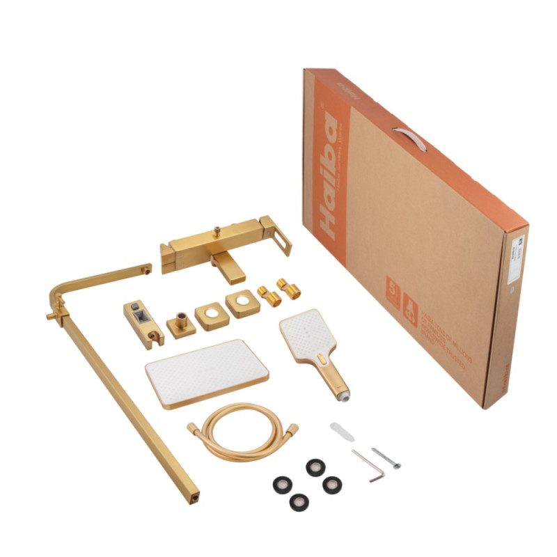 Душевая колонна со смесителем Haiba KANT 009-J BRUSHED GOLD (HB9606)