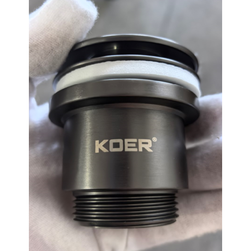 Донний клапан для раковини універсальний (з/без переливу) Koer PW-01-07 автоматичний (Click-Clack) (Колір графітовий) 1 1/4'' (KR3404)