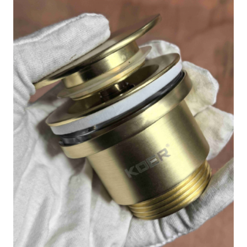 Донный клапан для раковины Koer PW-11-12 1 1/4'' универсальный (с/без перел) СLICK-СLACK (Цвет зол.мат) (KR5794)